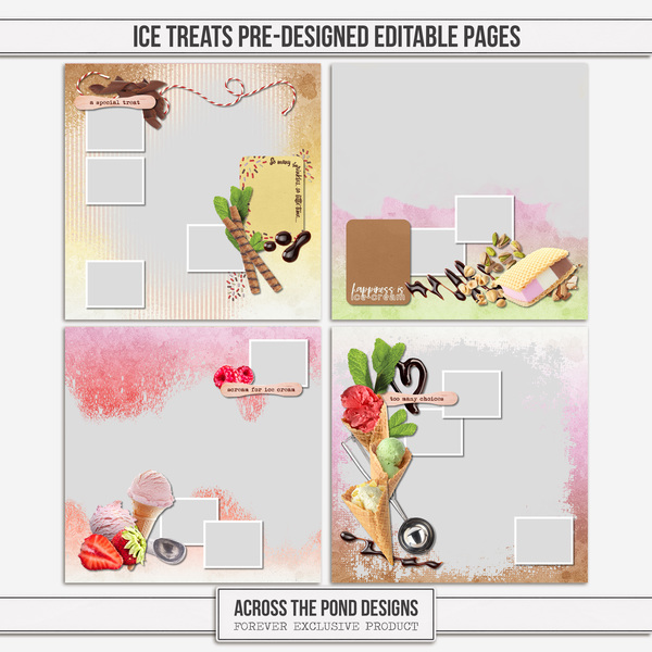 Ice Treats Pre-designed Editable Pages Digital Art - Digital Scrapbooking Kits