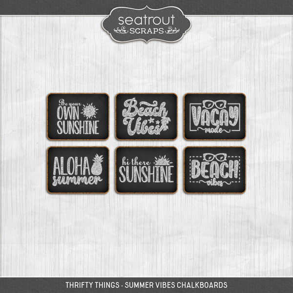 Thrifty Things - Summer Vibes Chalkboards Digital Art - Digital Scrapbooking Kits