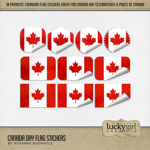 Canada Day Flag Stickers Digital Art - Digital Scrapbooking Kits