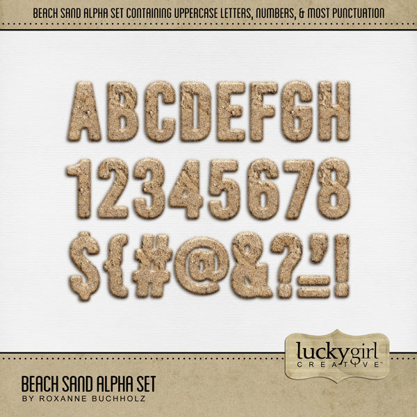 Beach Sand Alpha Set Digital Art - Digital Scrapbooking Kits