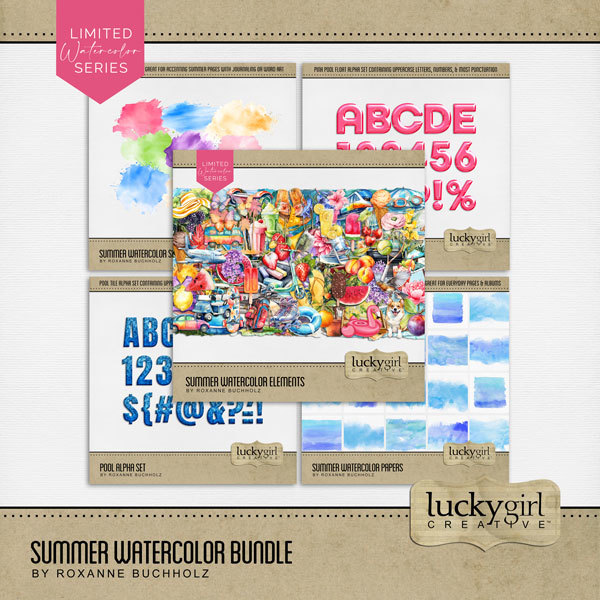 Summer Watercolor Bundle Digital Art - Digital Scrapbooking Kits