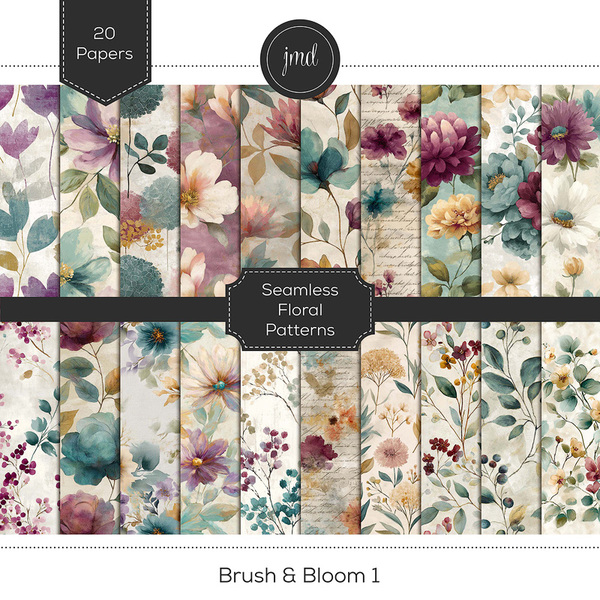 Brush & Bloom 1 Digital Art - Digital Scrapbooking Kits
