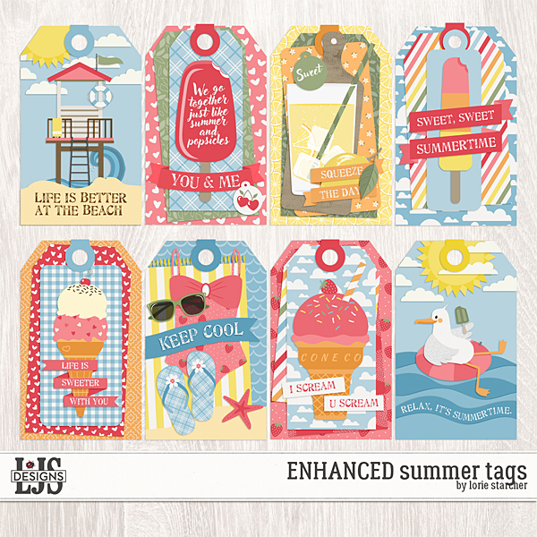 ENHANCED Summer Tags Digital Art - Digital Scrapbooking Kits
