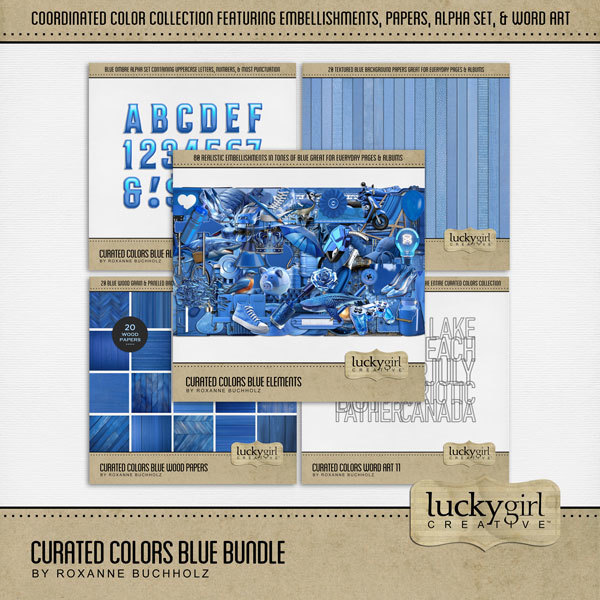 Curated Colors Blue Bundle Digital Art - Digital Scrapbooking Kits