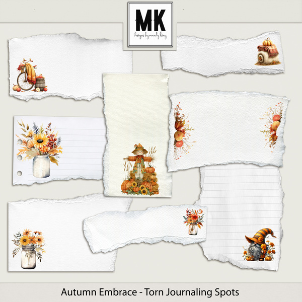 Autumn Embrace - Torn Journaling Spots Digital Art - Digital Scrapbooking Kits