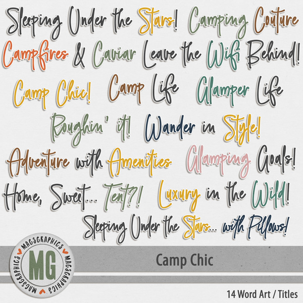 Camp Chic Titles Digital Art - Digital Scrapbooking Kits