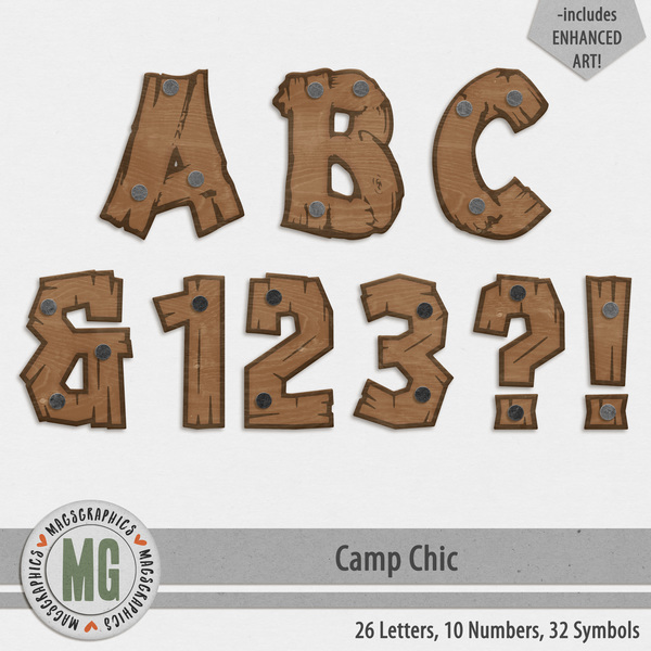 Camp Chic Alpha Digital Art - Digital Scrapbooking Kits