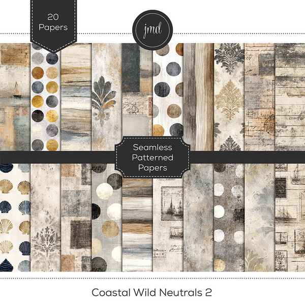 Coastal Wild Neutrals 2 Digital Art - Digital Scrapbooking Kits
