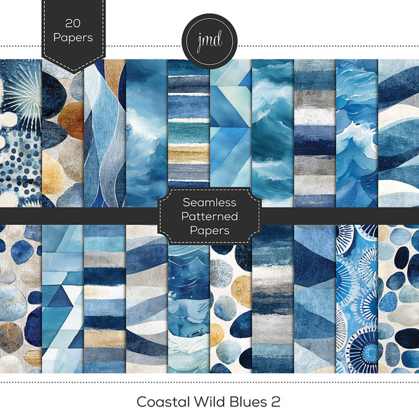 Coastal Wild Blues 2 Digital Art - Digital Scrapbooking Kits