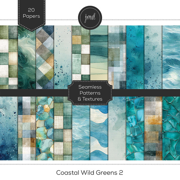 Coastal Wild Greens 2 Digital Art - Digital Scrapbooking Kits