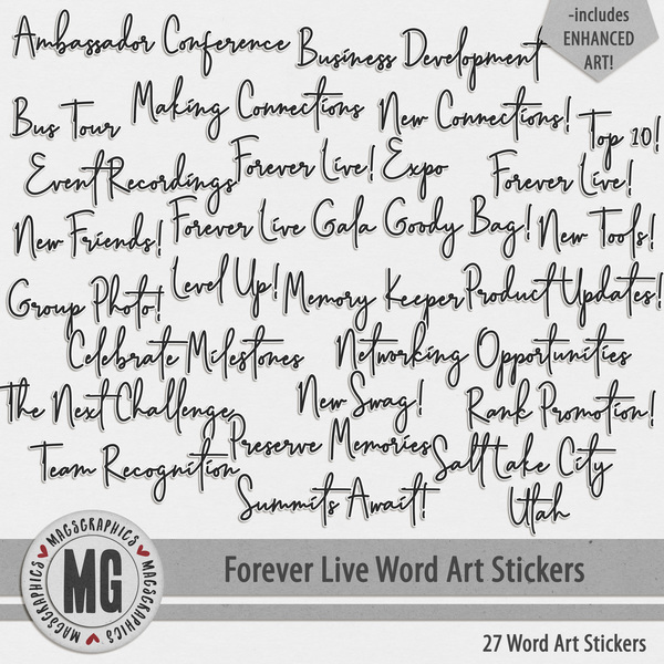 Forever Live Word Art Stickers Digital Art - Digital Scrapbooking Kits