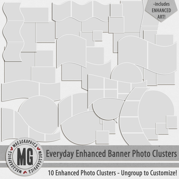 Everyday Enhanced Banner Photo Clusters Digital Art - Digital Scrapbooking Kits