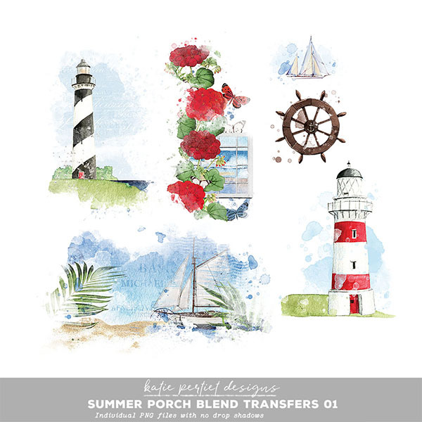 Summer Porch Blend Transfers 01 Digital Art - Digital Scrapbooking Kits