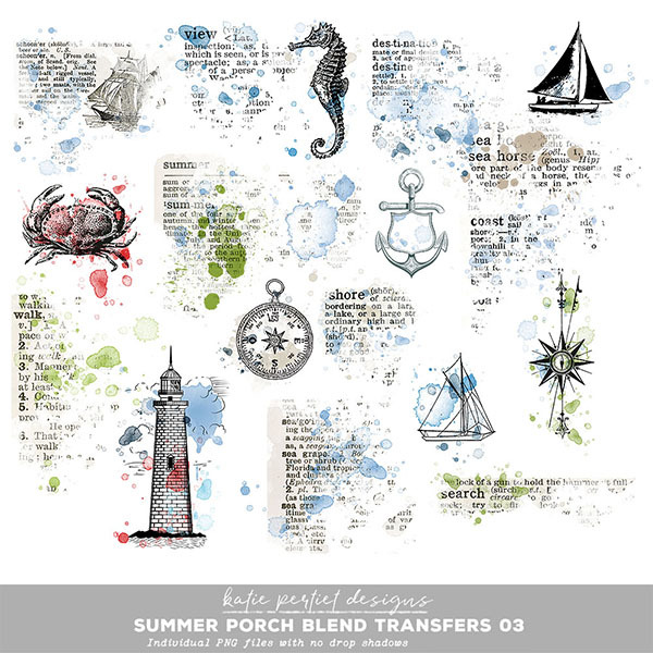 Summer Porch Blend Transfers 03 Digital Art - Digital Scrapbooking Kits