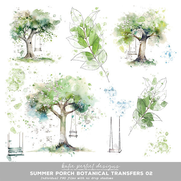 Summer Porch Botanical Transfers 02 Digital Art - Digital Scrapbooking Kits