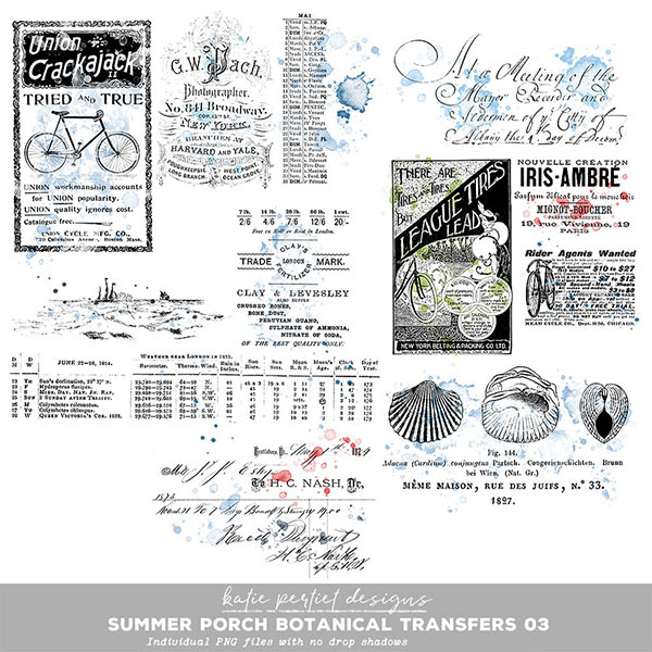Summer Porch Botanical Transfers 03 Digital Art - Digital Scrapbooking Kits