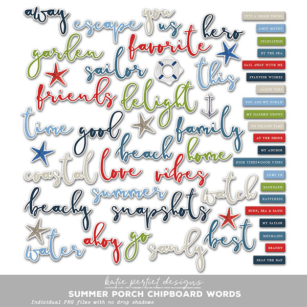 Summer Porch Chipboard Words Digital Art - Digital Scrapbooking Kits