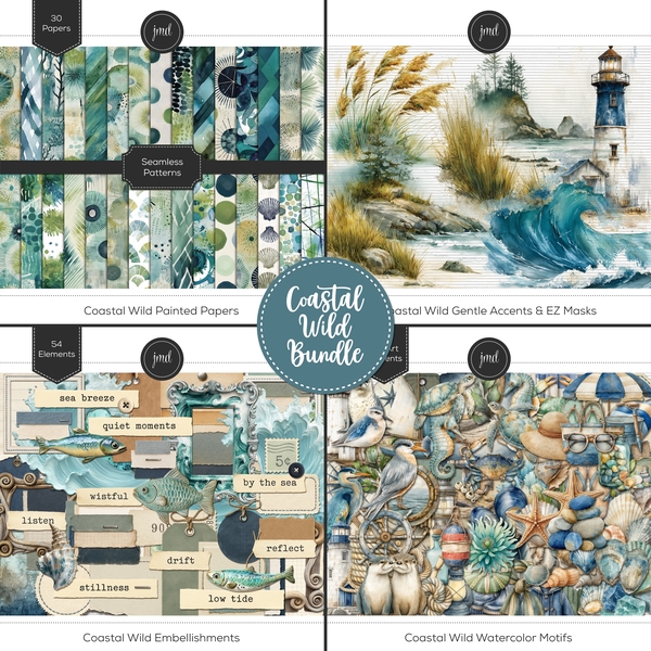 Coastal Wild Bundle Digital Art - Digital Scrapbooking Kits