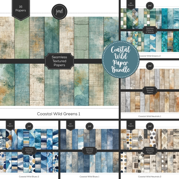 Coastal Wild Paper Bundle Digital Art - Digital Scrapbooking Kits