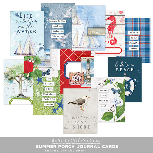 Summer Porch Journal Cards Digital Art - Digital Scrapbooking Kits