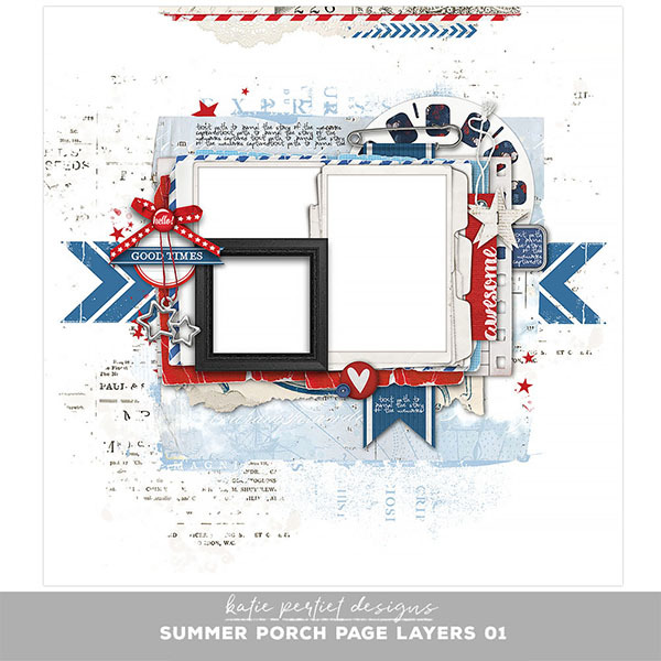 Summer Porch Page Layers 01 Digital Art - Digital Scrapbooking Kits