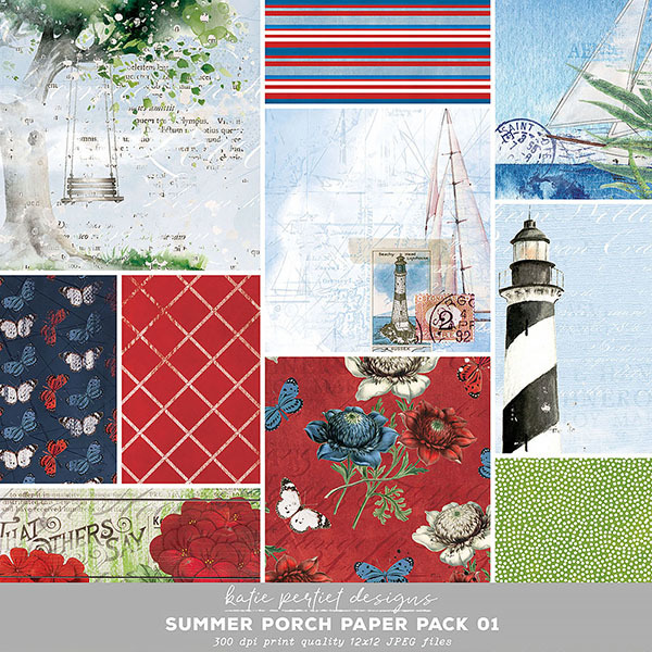 Summer Porch Paper Pack 01 Digital Art - Digital Scrapbooking Kits