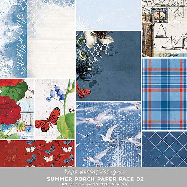 Summer Porch Paper Pack 02 Digital Art - Digital Scrapbooking Kits
