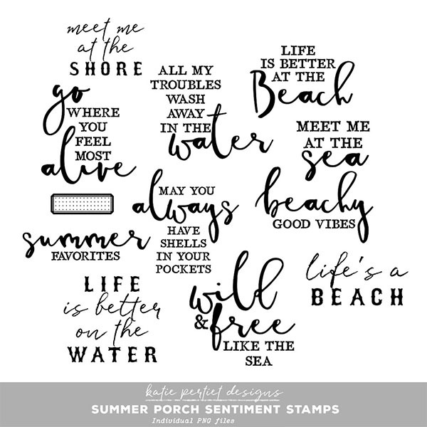 Summer Porch Sentiment Stamps Digital Art - Digital Scrapbooking Kits