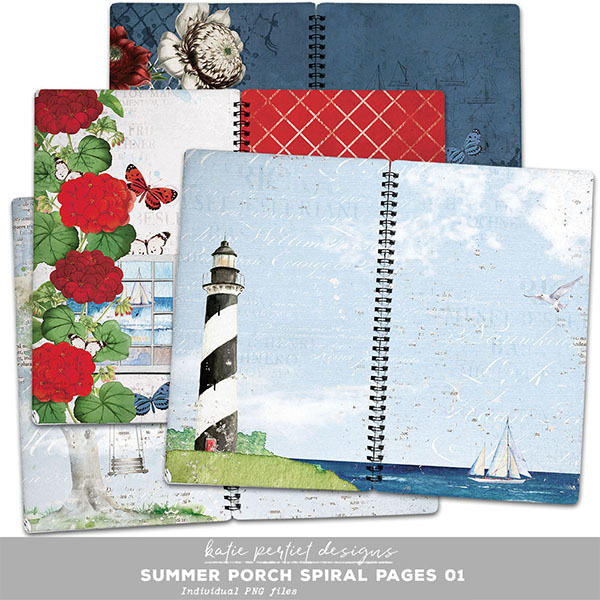 Summer Porch Spiral Pages 01 Digital Art - Digital Scrapbooking Kits