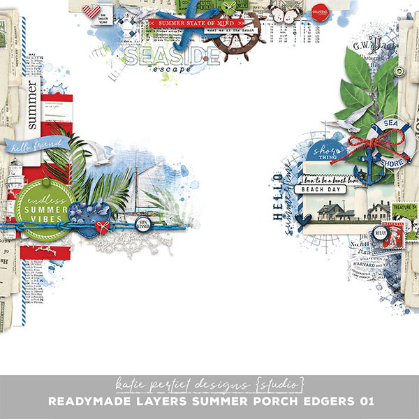 Readymade Layers Summer Porch Edgers Digital Art - Digital Scrapbooking Kits
