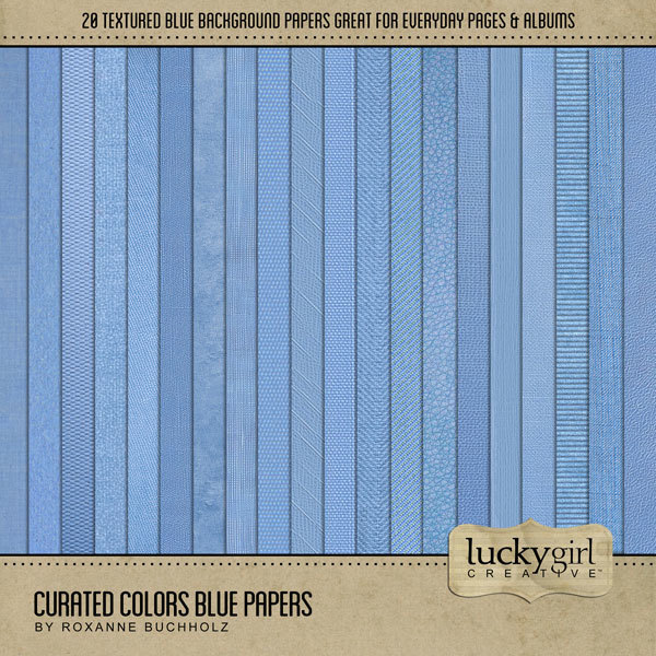 Curated Colors Blue Papers Digital Art - Digital Scrapbooking Kits