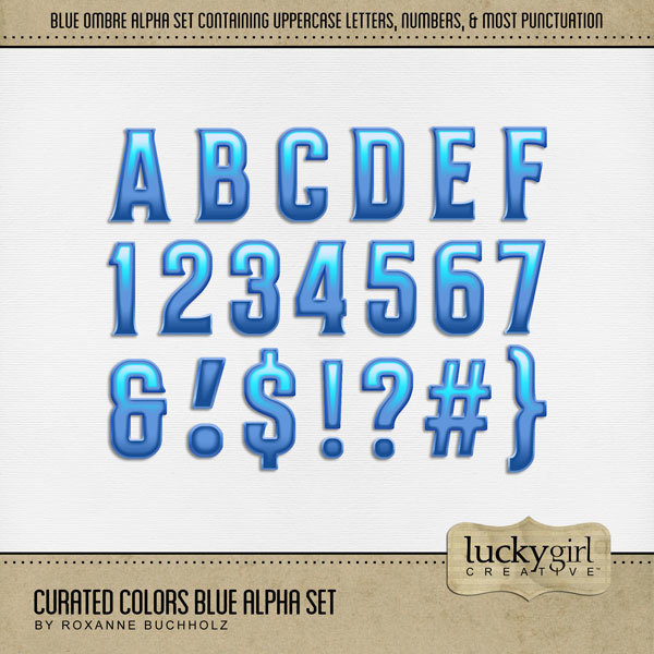 Curated Colors Blue Alpha Set Digital Art - Digital Scrapbooking Kits