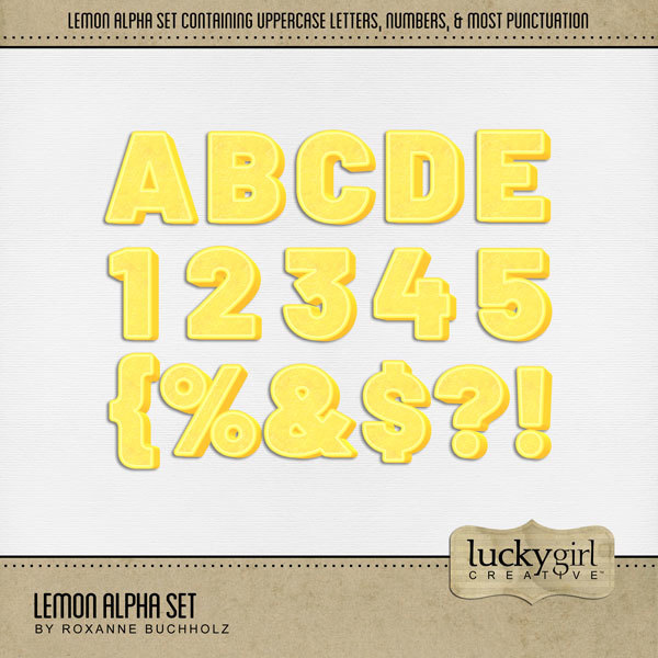 Lemon Alpha Set Digital Art - Digital Scrapbooking Kits