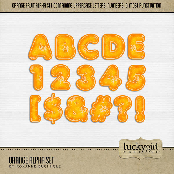 Orange Alpha Set Digital Art - Digital Scrapbooking Kits