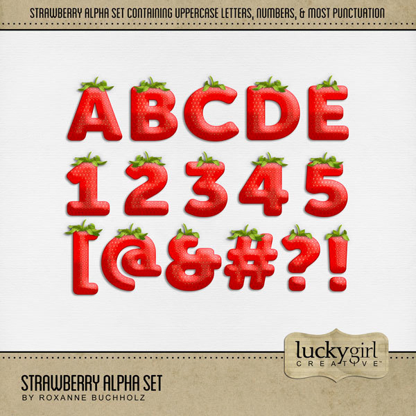 Strawberry Alpha Set Digital Art - Digital Scrapbooking Kits
