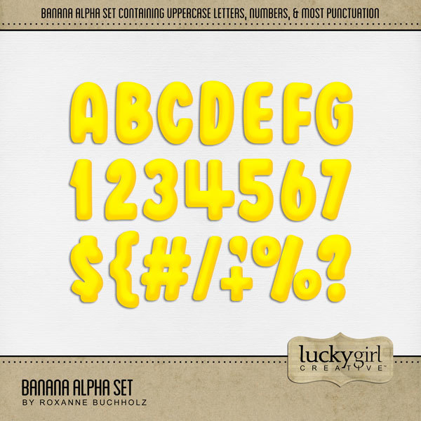 Banana Alpha Set Digital Art - Digital Scrapbooking Kits