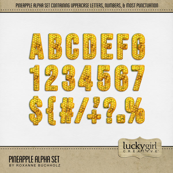 Pineapple Alpha Set Digital Art - Digital Scrapbooking Kits