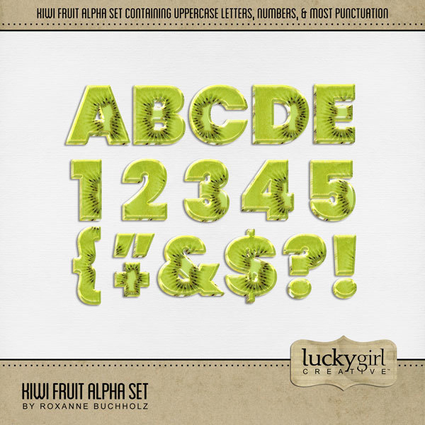 Kiwi Fruit Alpha Set Digital Art - Digital Scrapbooking Kits