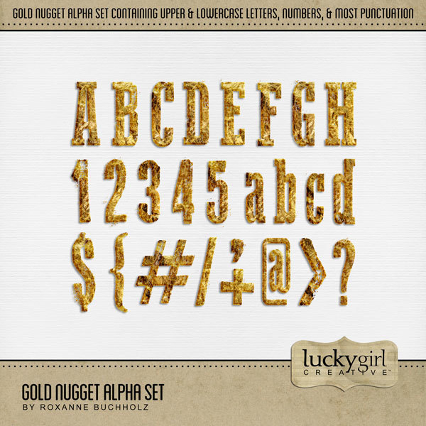 Gold Nugget Alpha Set Digital Art - Digital Scrapbooking Kits