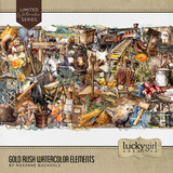Gold Rush Watercolor Elements