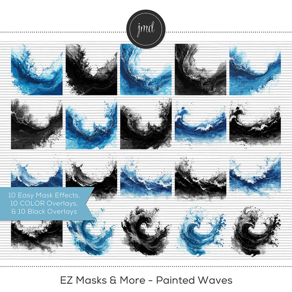 EZ Masks & More - Painted Waves Digital Art - Digital Scrapbooking Kits