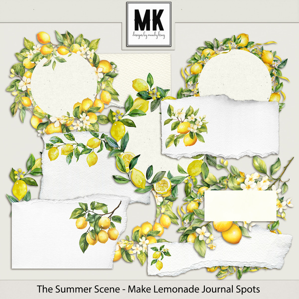 The Summer Scene - Make Lemonade Journal Spots Digital Art - Digital Scrapbooking Kits