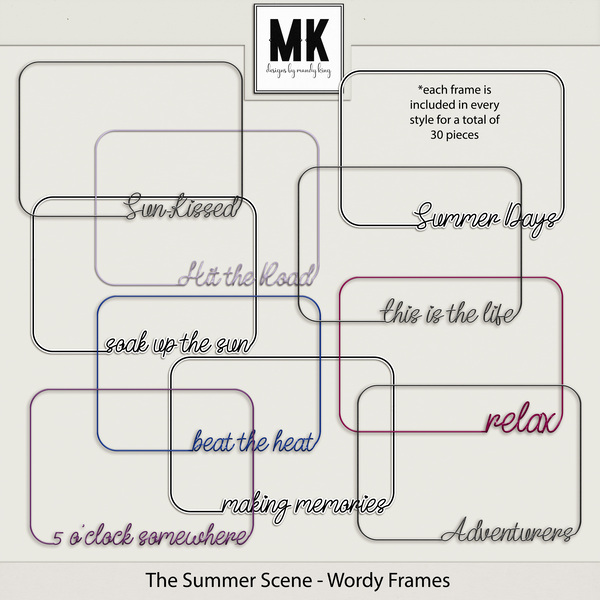 The Summer Scene - Wordy Frames Digital Art - Digital Scrapbooking Kits