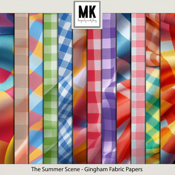 The Summer Scene - Gingham Fabric Papers Digital Art - Digital Scrapbooking Kits