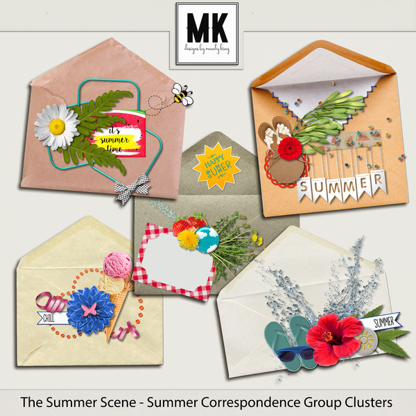 The Summer Scene - Summer Correspondene Group Clusters Digital Art - Digital Scrapbooking Kits