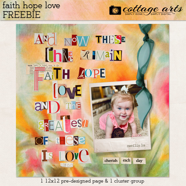 Faith Hope Love Freebie Digital Art - Digital Scrapbooking Kits