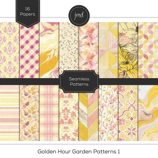 Golden Hour Garden Patterns 1 Digital Art - Digital Scrapbooking Kits