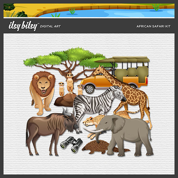 African Safari Kit Digital Art - Digital Scrapbooking Kits
