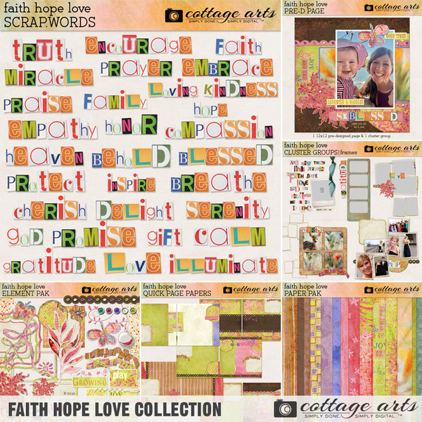 Faith Hope Love Collection Digital Art - Digital Scrapbooking Kits
