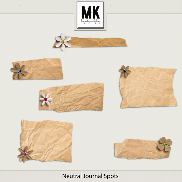 Thrifty Things - Neutral Journal Spots Digital Art - Digital Scrapbooking Kits